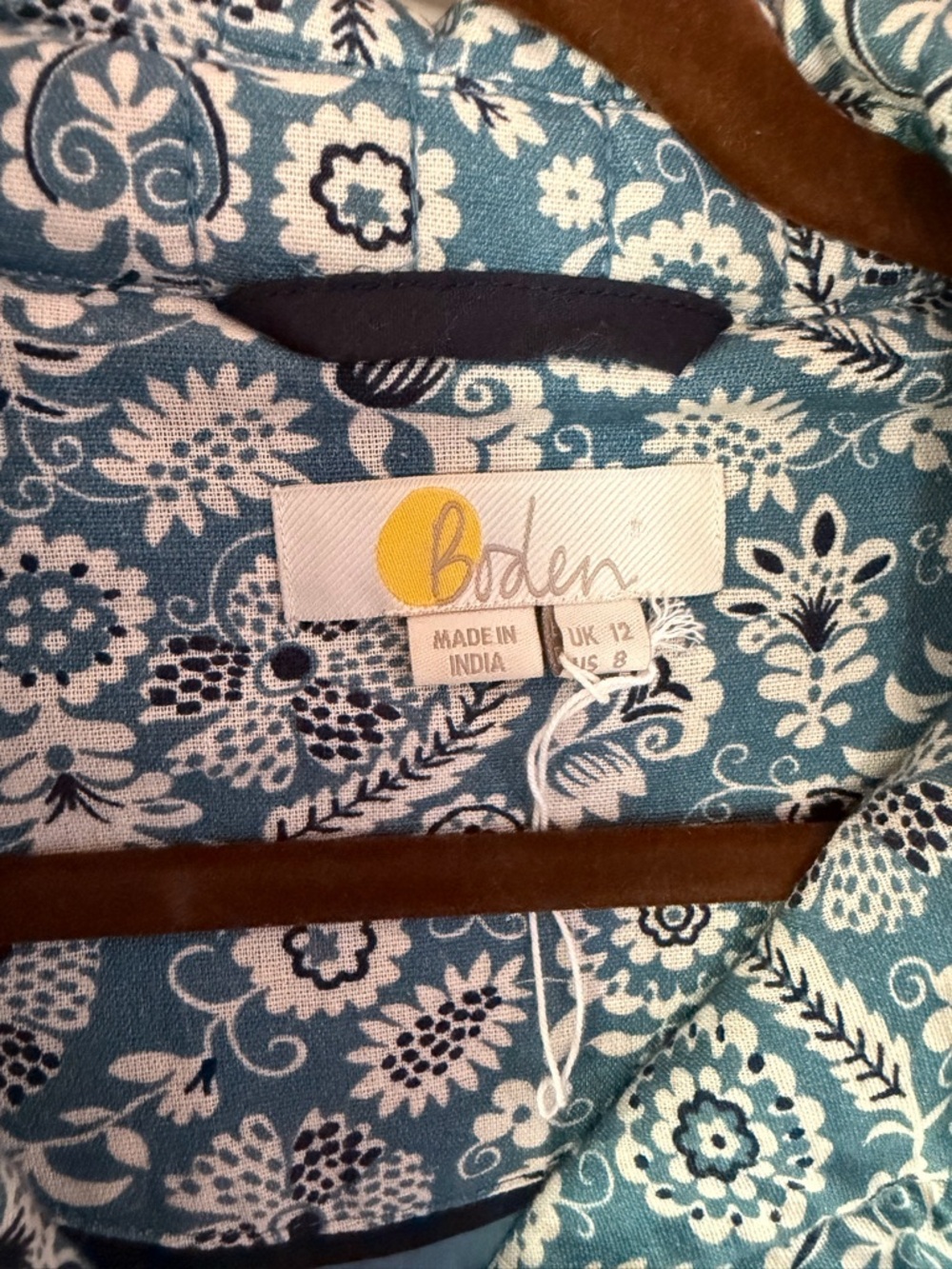 Boden Blue-White Quilted Paisley Jacket - Picture 2 of 7